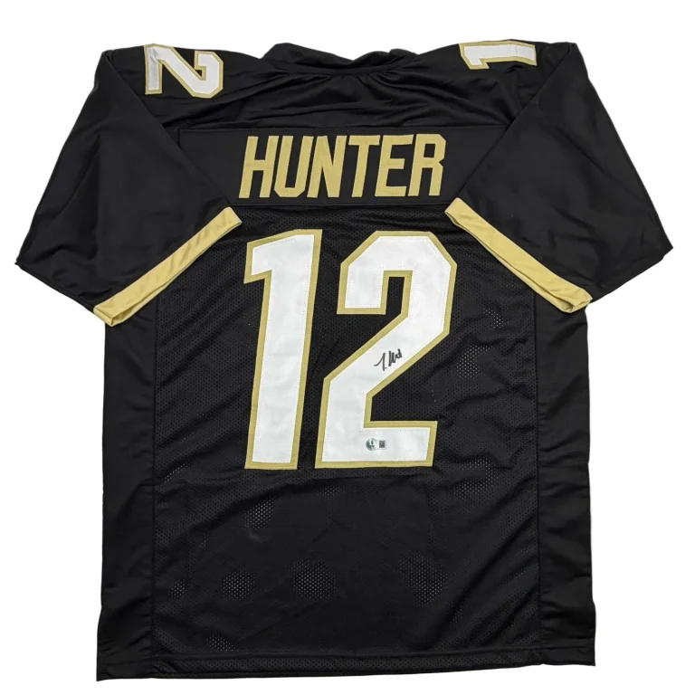 Autographed/Signed Travis Hunter Colorado Black Jersey Beckett BAS COA