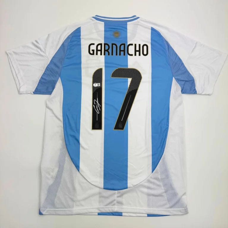 Autographed/Signed Alejandro Garnacho Argentina Blue Jersey Beckett COA #2