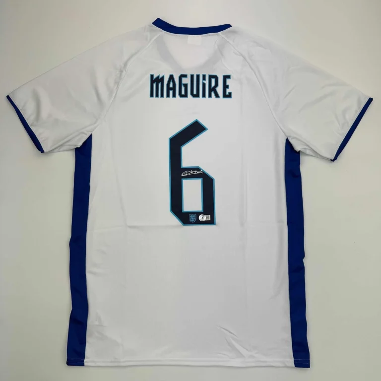 Autographed/Signed Harry Maguire England White Jersey Beckett BAS COA