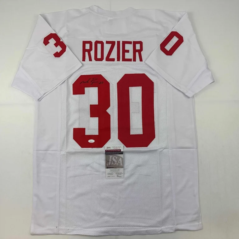 Autographed/Signed Mike Rozier Nebraska White College Jersey JSA COA