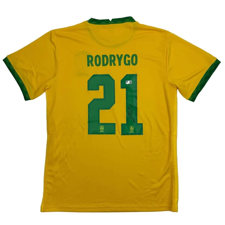 Autographed/Signed Rodrygo Silva de Goes Brazil Yellow Jersey Beckett COA
