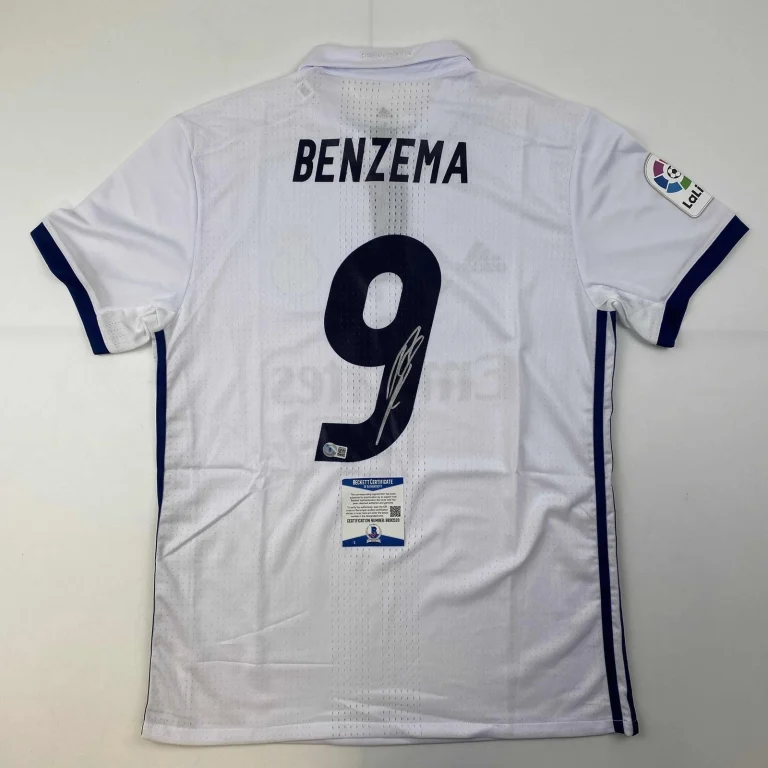Autographed/Signed Karim Benzema Real Madrid 2016-17 White Jersey BAS COA
