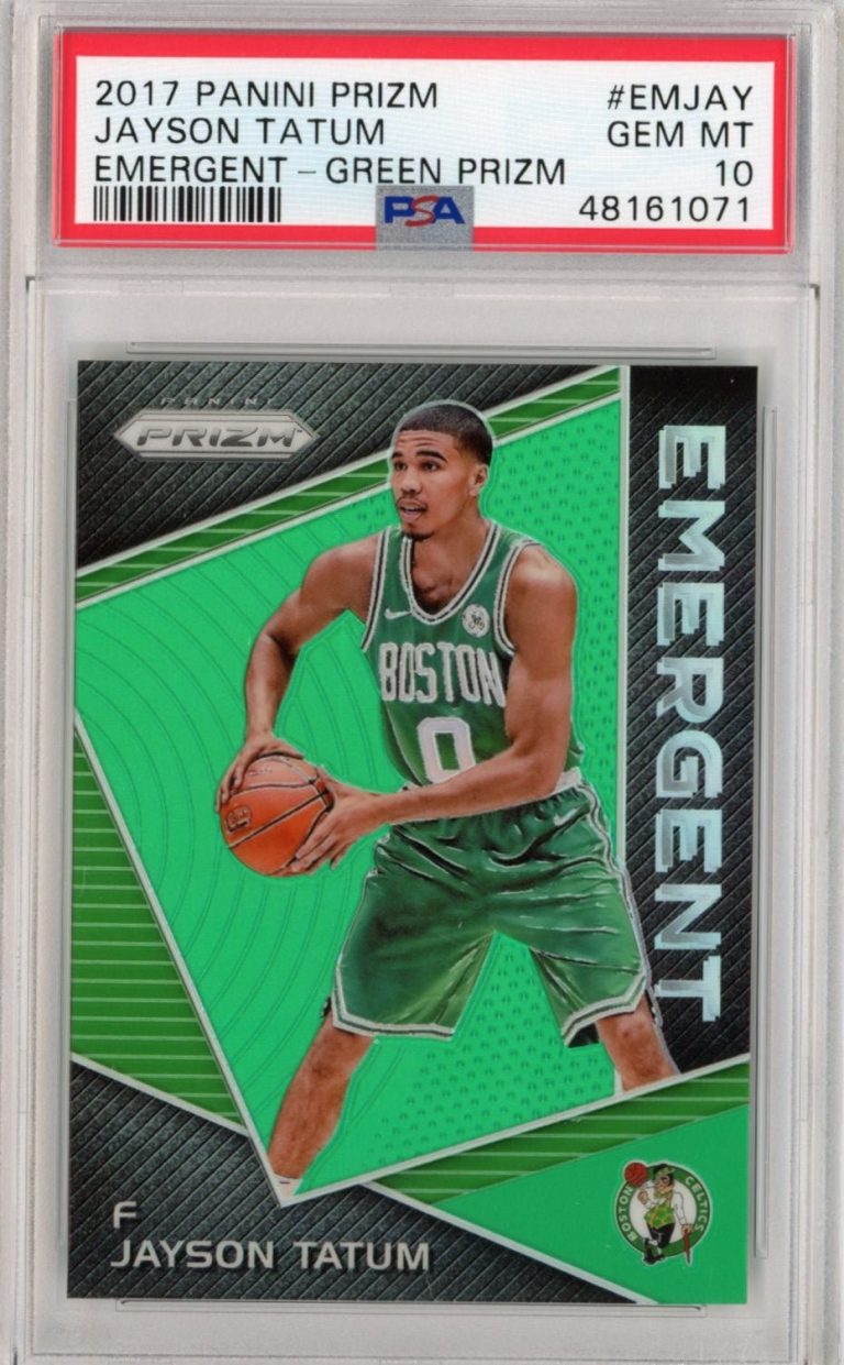 Graded 2017-18 Prizm Jayson Tatum EMJAY Green Emergent RC Card PSA 10