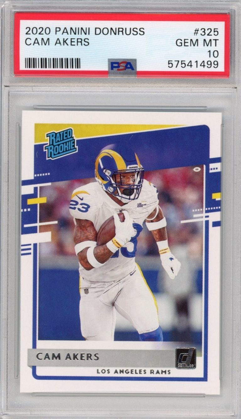 Graded 2020 Panini Donruss Cam Akers #325 Rated Rookie RC Card PSA 10 G
