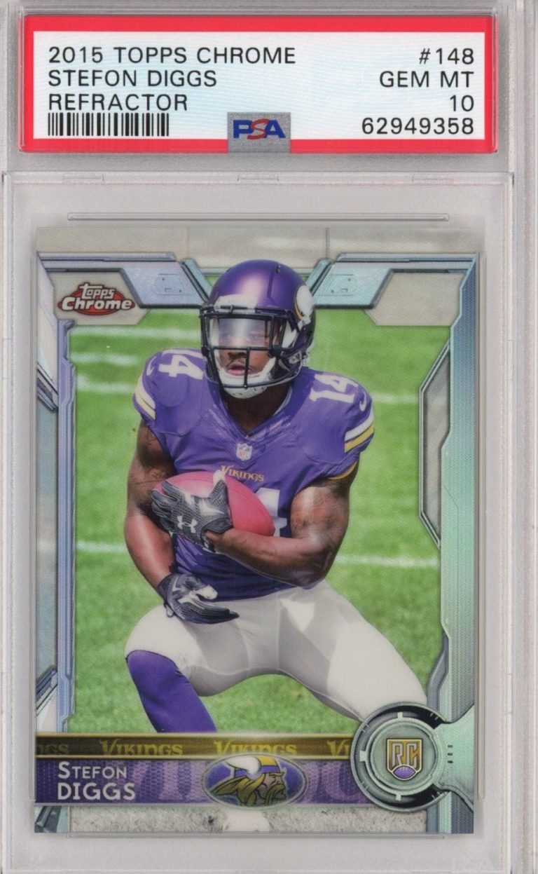 Graded 2015 Topps Chrome Stefon Diggs #148 Refractor Rookie RC Card PSA