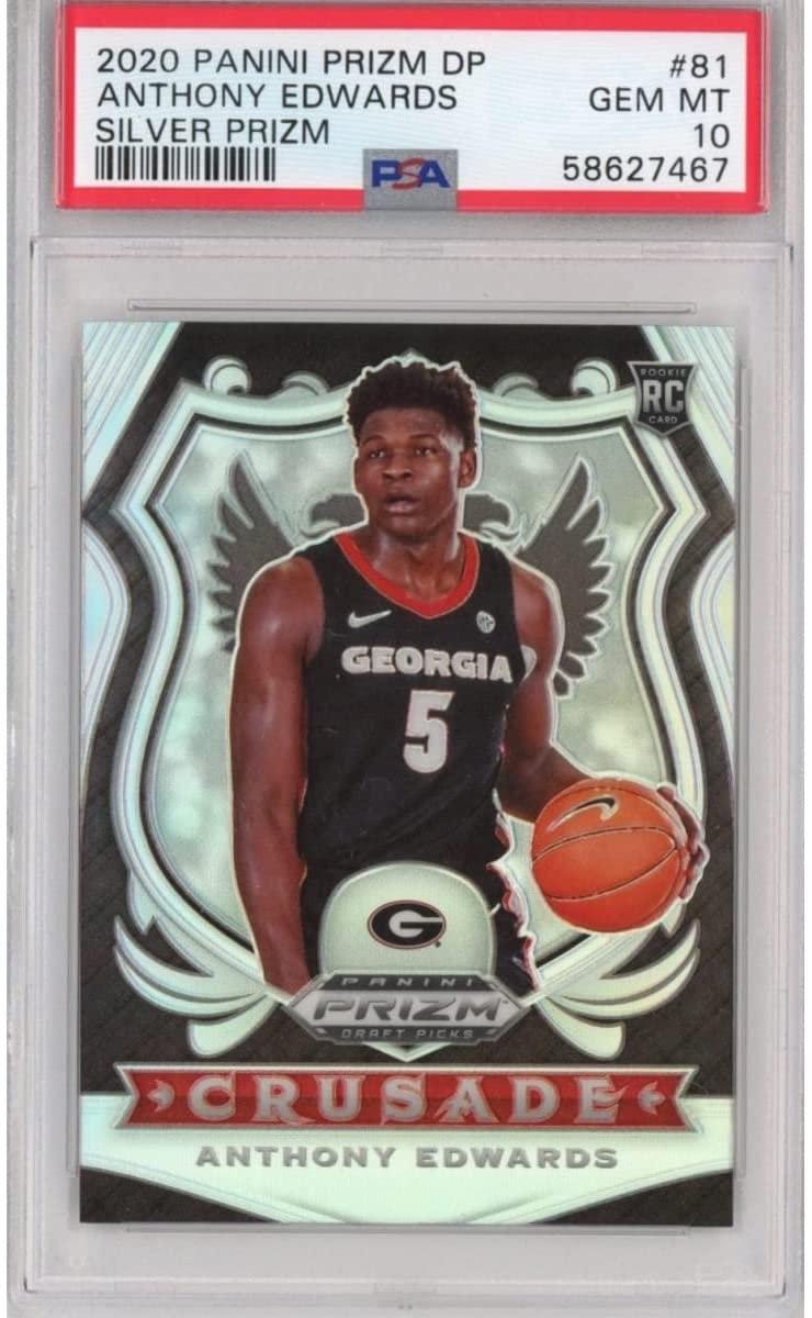 Graded 2020-21 Panini Prizm DP ANTHONY EDWARDS 81 Silver Rookie Card PSA 10