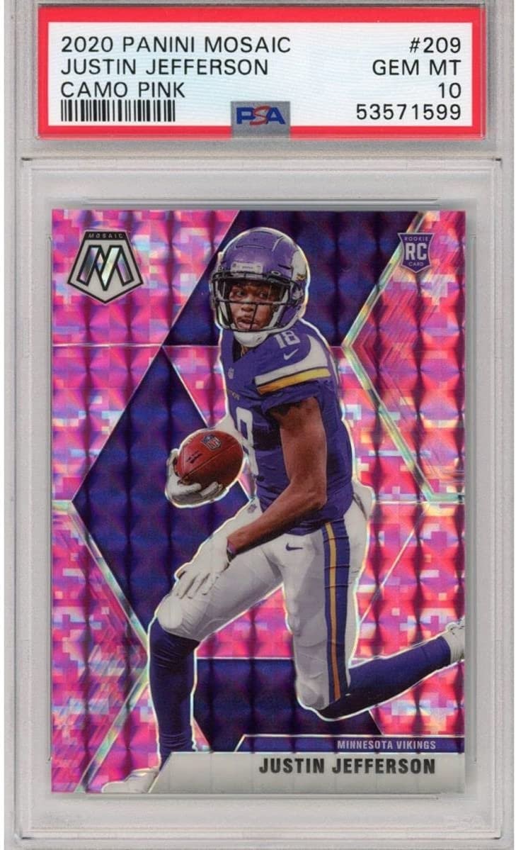 Graded 2020 Panini Mosaic Justin Jefferson #209 Camo Pink Rookie RC Car