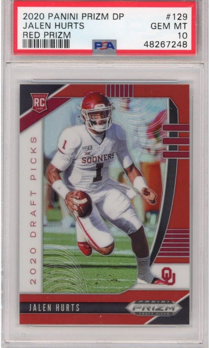 Graded 2020 Panini Prizm Draft Picks DP Jalen Hurts #129 Red Prizm RC Foo