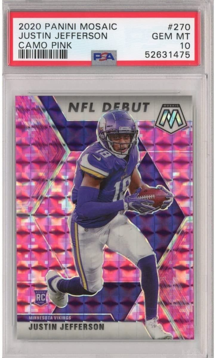 Graded 2020 Panini Mosaic Justin Jefferson #270 Camo Pink Rookie RC Car