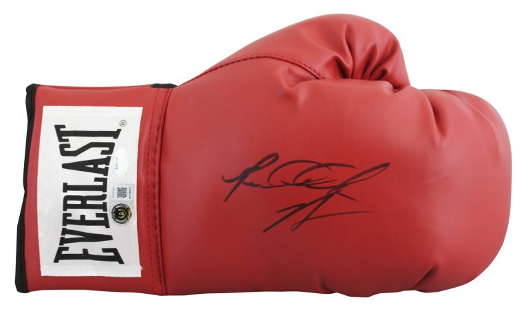 Riddick Bowe Authentic Signed Right Hand Red Everlast Boxing Glove BAS #BY031097