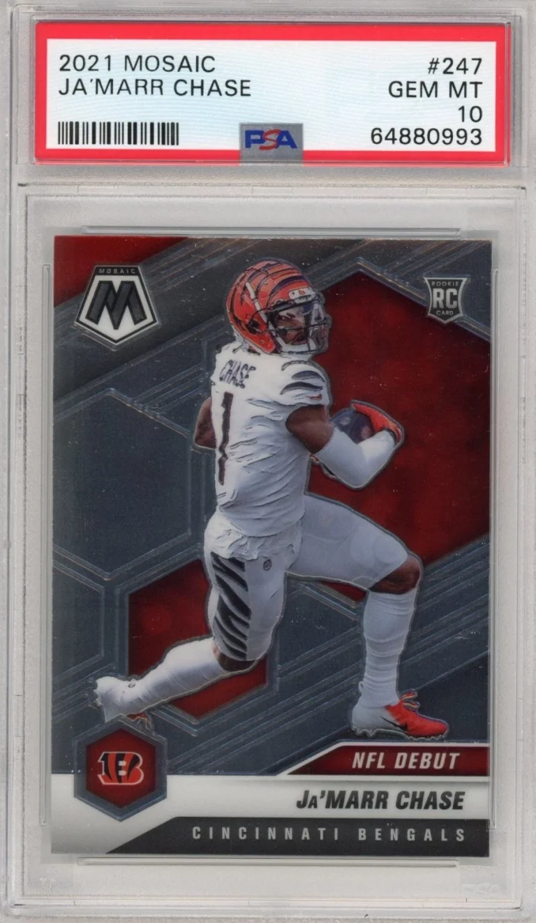 Graded 2021 Panini Mosaic Ja'Marr Chase #247 Rookie RC Card PSA 10 Mint