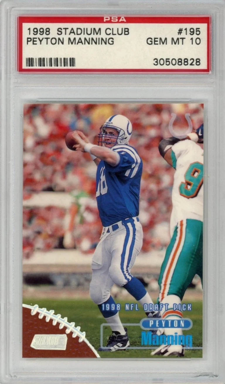 Graded 1998 Stadium Club Peyton Manning #195 Rookie RC Card PSA 10 Mint