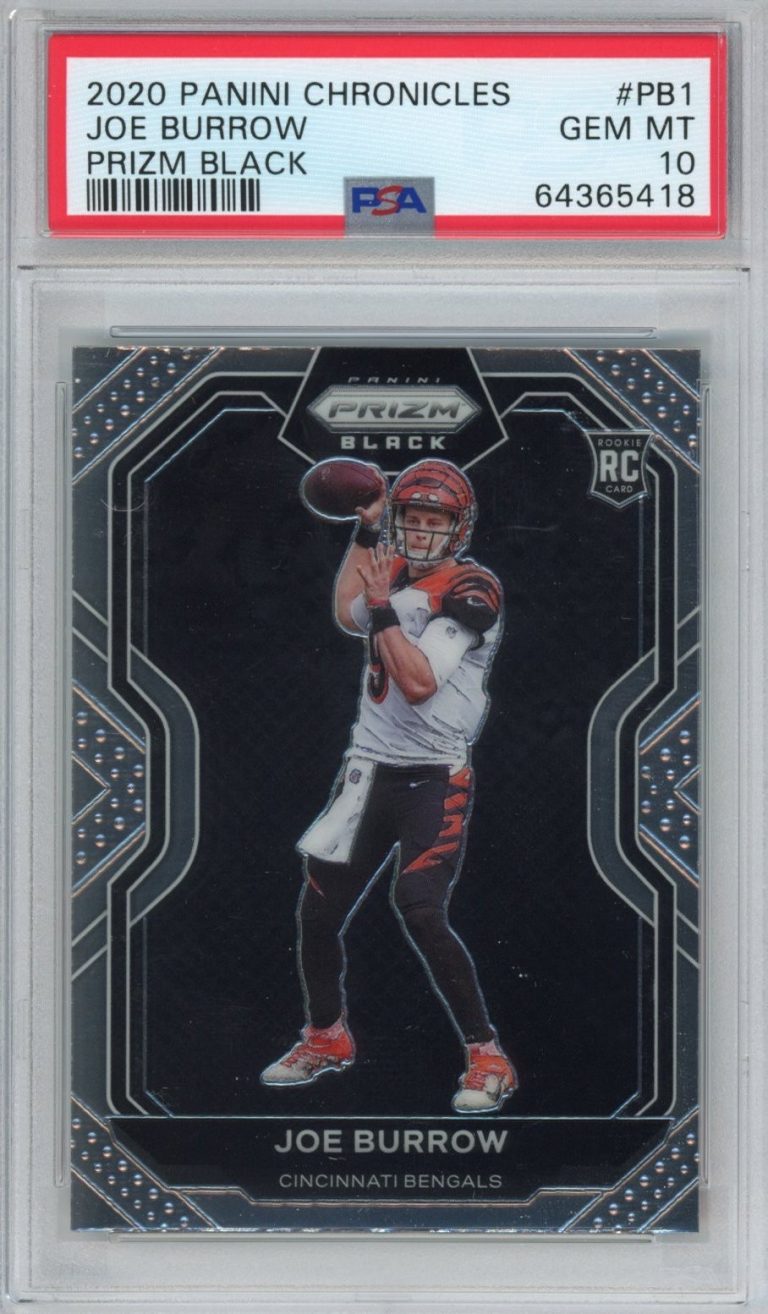 Graded 2020 Panini Chronicles Joe Burrow BP1 Prizm Black Rookie Card PSA 10