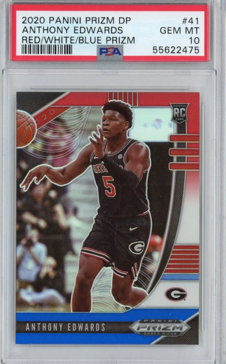 Graded 2020-21 Prizm Anthony Edwards 41 Red White Blue RC Card PSA 10