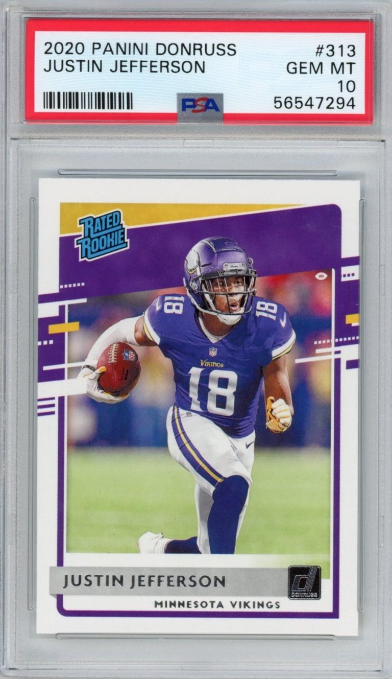 Graded 2020 Panini Donruss Justin Jefferson #313 Rookie RC Card PSA 10