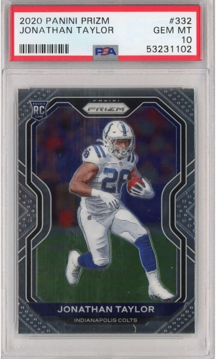 Graded 2020 Panini Prizm JONATHAN TAYLOR #332 Rookie RC Card PSA 10