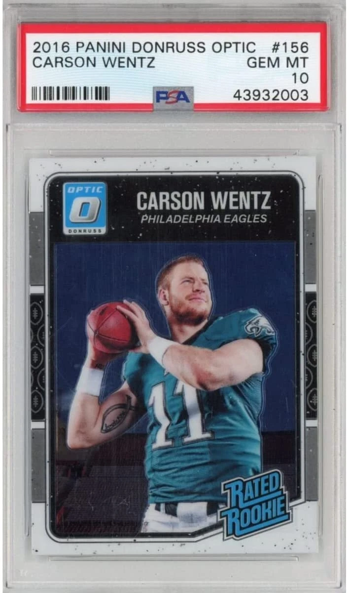 Graded 2016 Panini Donruss Optic CARSON WENTZ #156 Rookie RC Card PSA 1