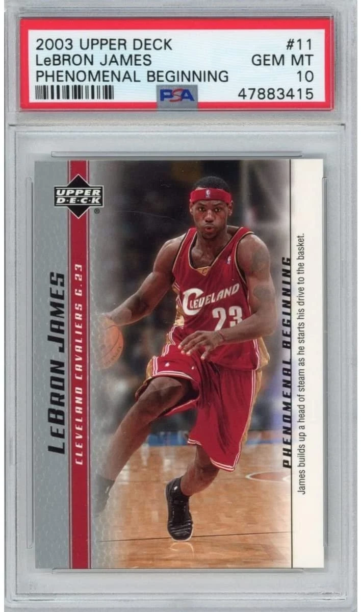 Graded 2003 UD LEBRON JAMES #11 Phenomenal Beginning Rookie Card PSA 10