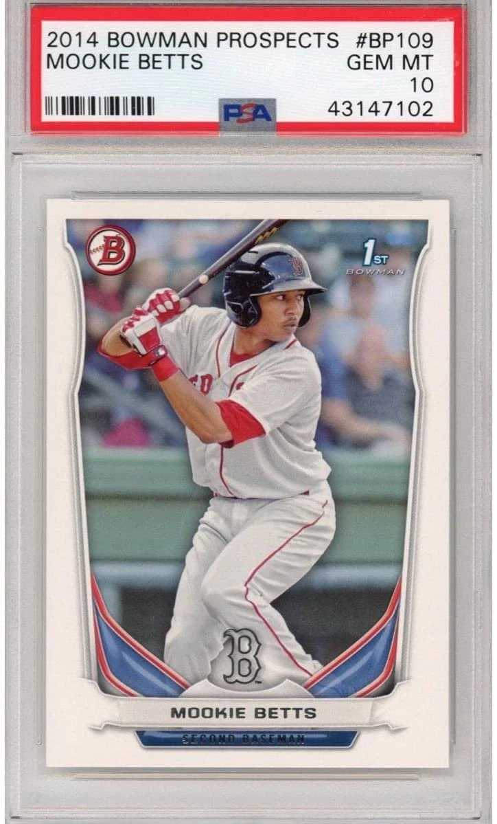 Graded 2014 Bowman Prospects MOOKIE BETTS #BP109 Rookie RC Card PSA 10