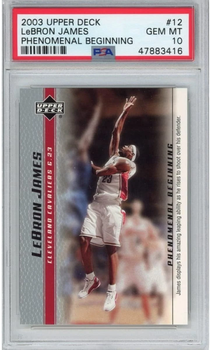Graded 2003 UD LEBRON JAMES #12 Phenomenal Beginning Rookie Card PSA 10