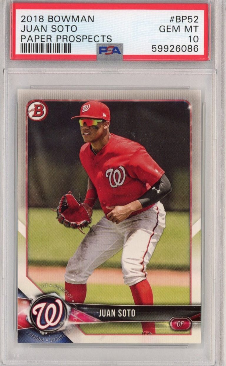 Graded 2018 Bowman Paper Prospects Juan Soto #BP52 Rookie RC Card PSA 10