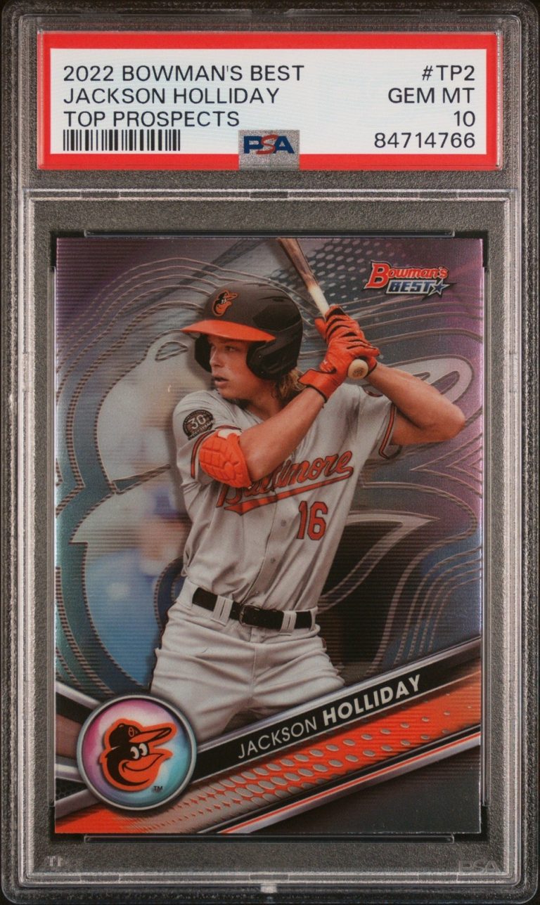 Graded 2022 Bowmans Best Jackson Holliday #TP2 Top Pros RC Card PSA 10