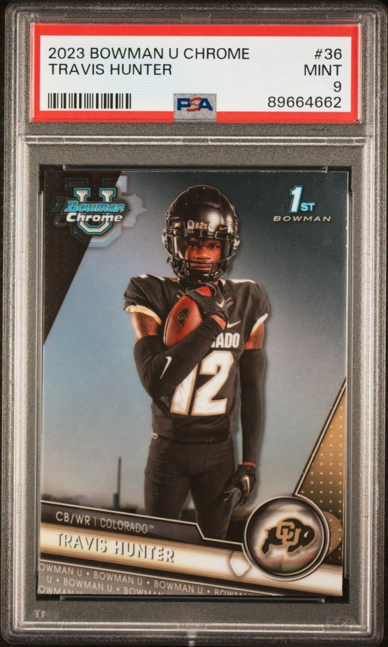 Graded 2023 Topps Bowman U Chrome Travis Hunter #36 Rookie Card PSA 9