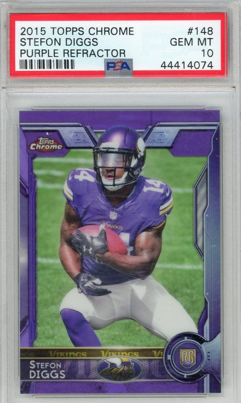 Graded 2015 Topps Chrome Stefon Diggs #148 Purple Refractor Card PSA 10