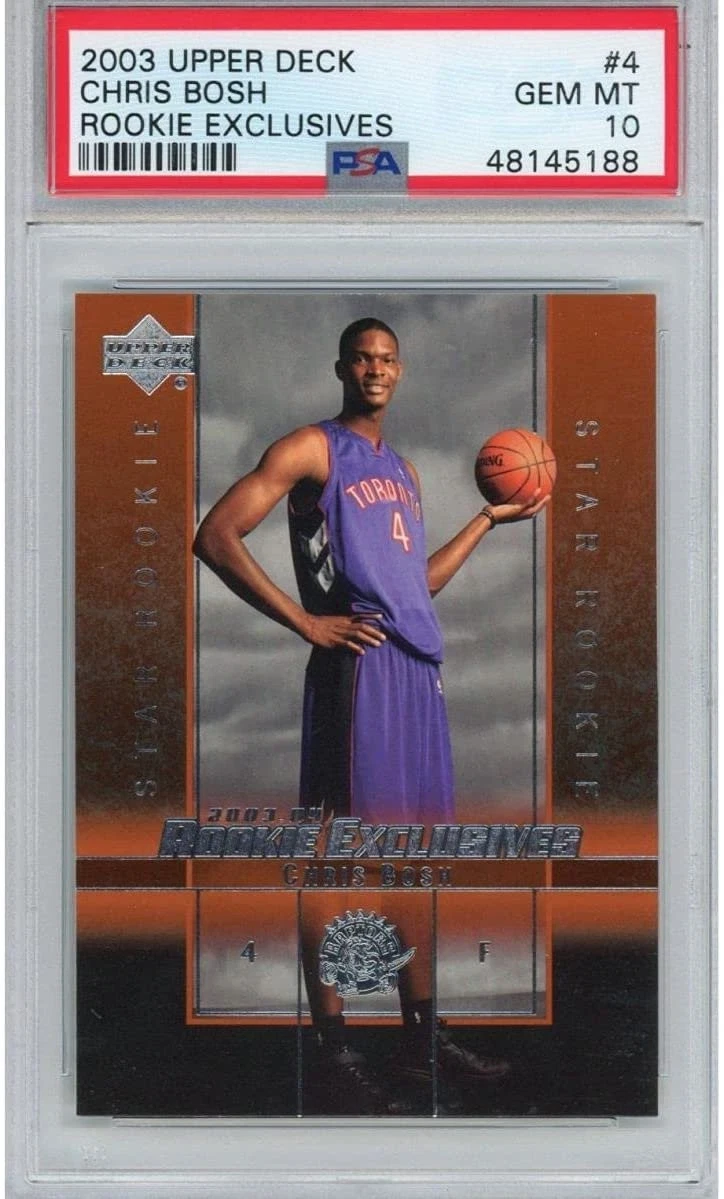 Graded 2003-04 Upper Deck UD Chris Bosh #4 Rookie Exclusives Card PSA 10