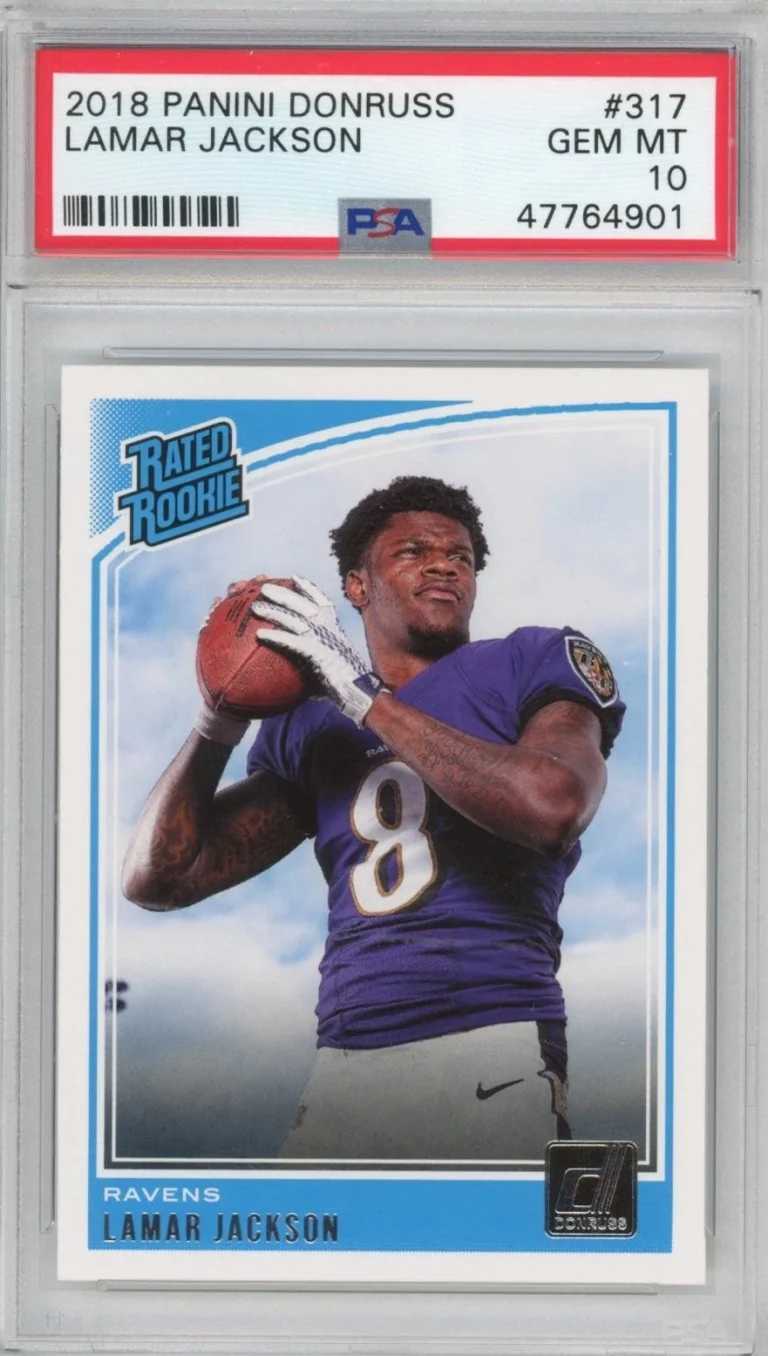 Graded 2018 Panini Donruss Lamar Jackson #317 Rookie RC Card PSA 10
