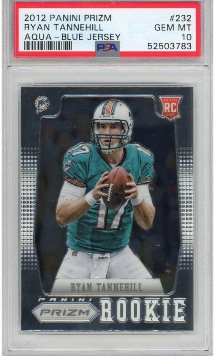 Graded 2012 Prizm RYAN TANNEHILL #232 Aqua Blue Jersey RC Card PSA 10