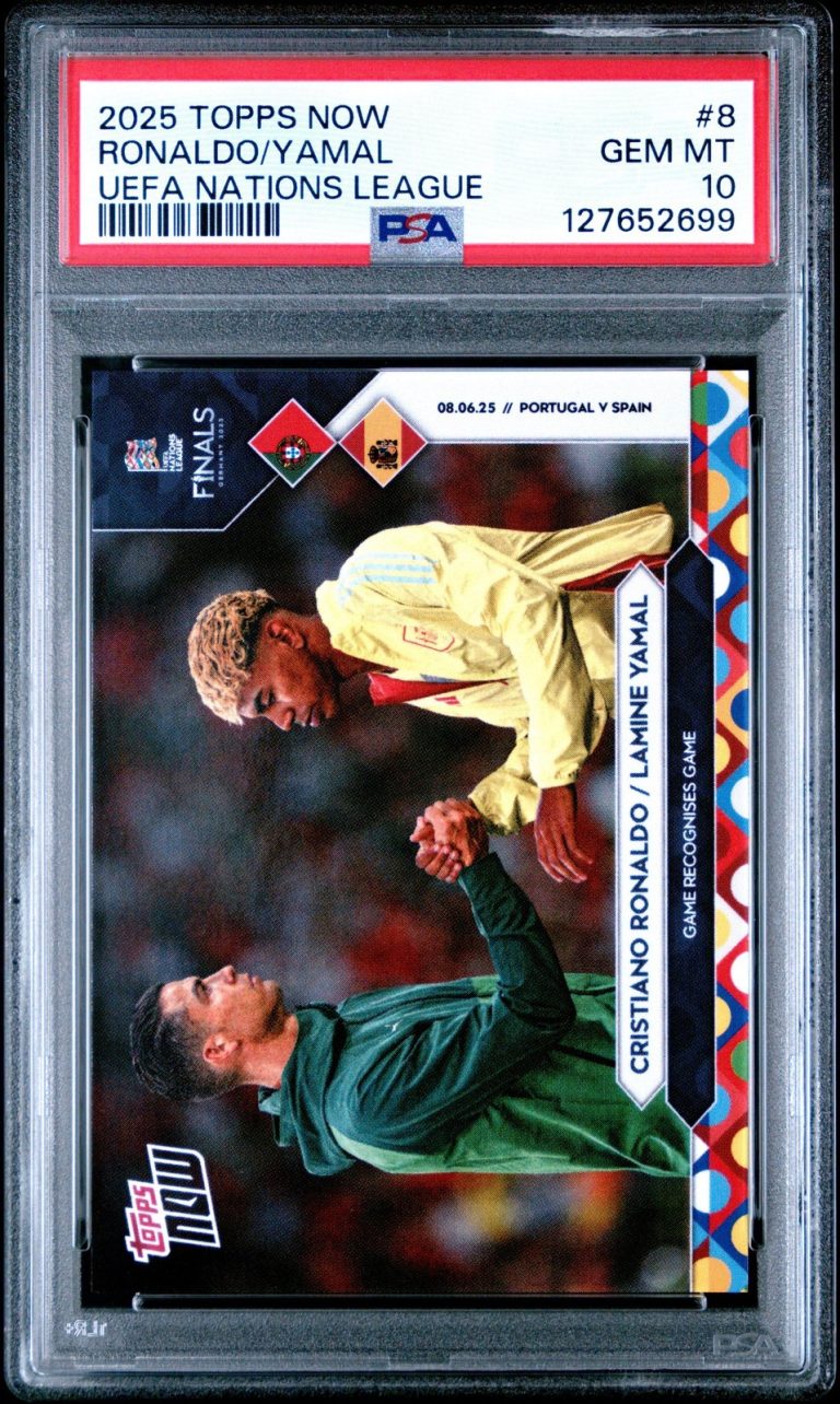 Graded 2025 Topps Now UEFA Cristiano Ronaldo/Lamine Yamal #8 Card PSA 10