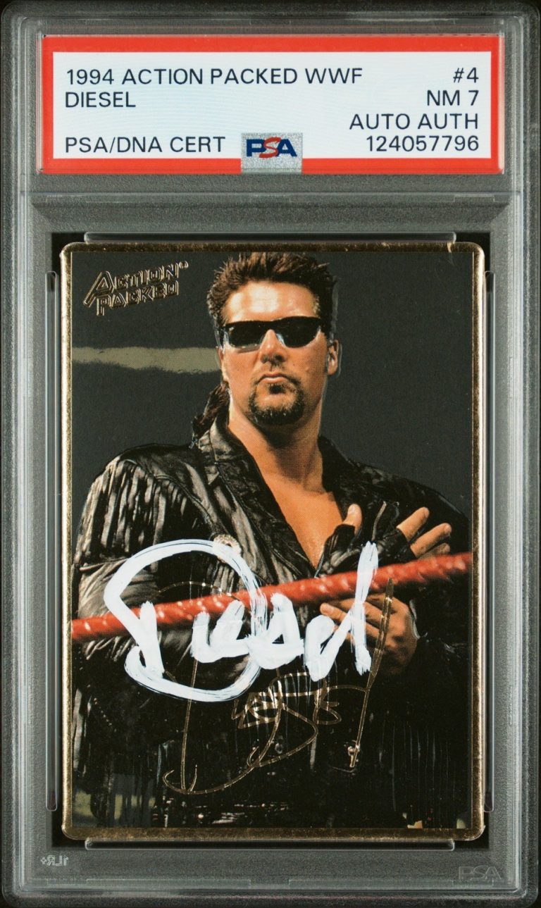 Graded 1994 Action Packed Kevin Nash Diesel #4 RC Card PSA 7 Card Auto AUTH