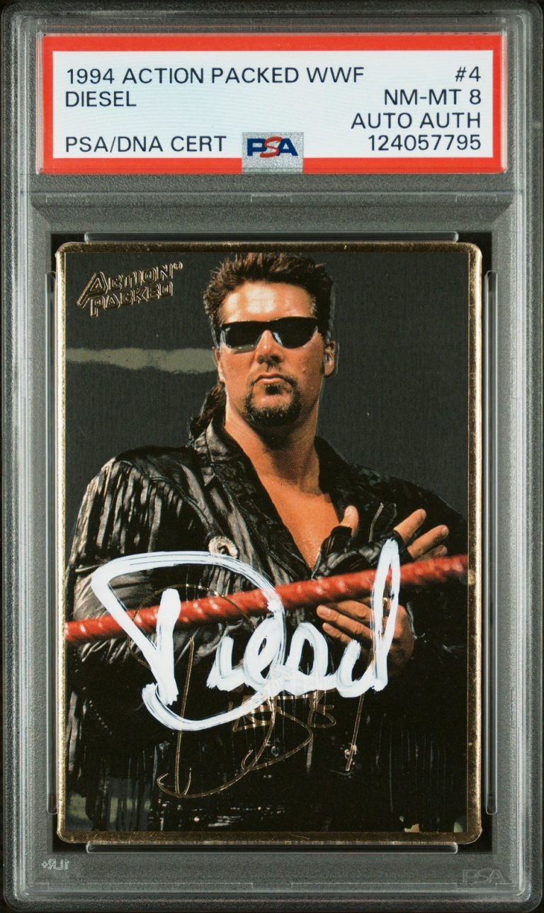 Graded 1994 Action Packed Kevin Nash Diesel #4 RC Card PSA 8 Card Auto AUTH