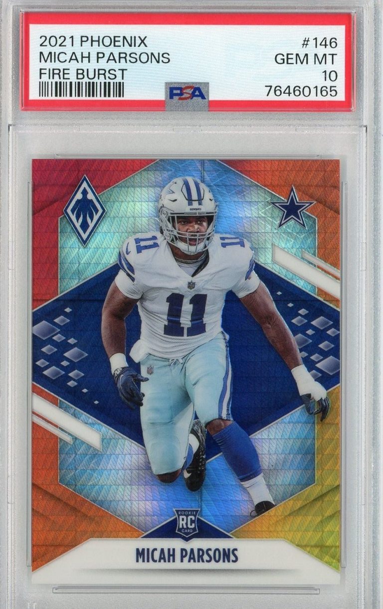 Graded 2021 Phoenix Micah Parsons #146 Fire Burst Rookie RC Card PSA 10