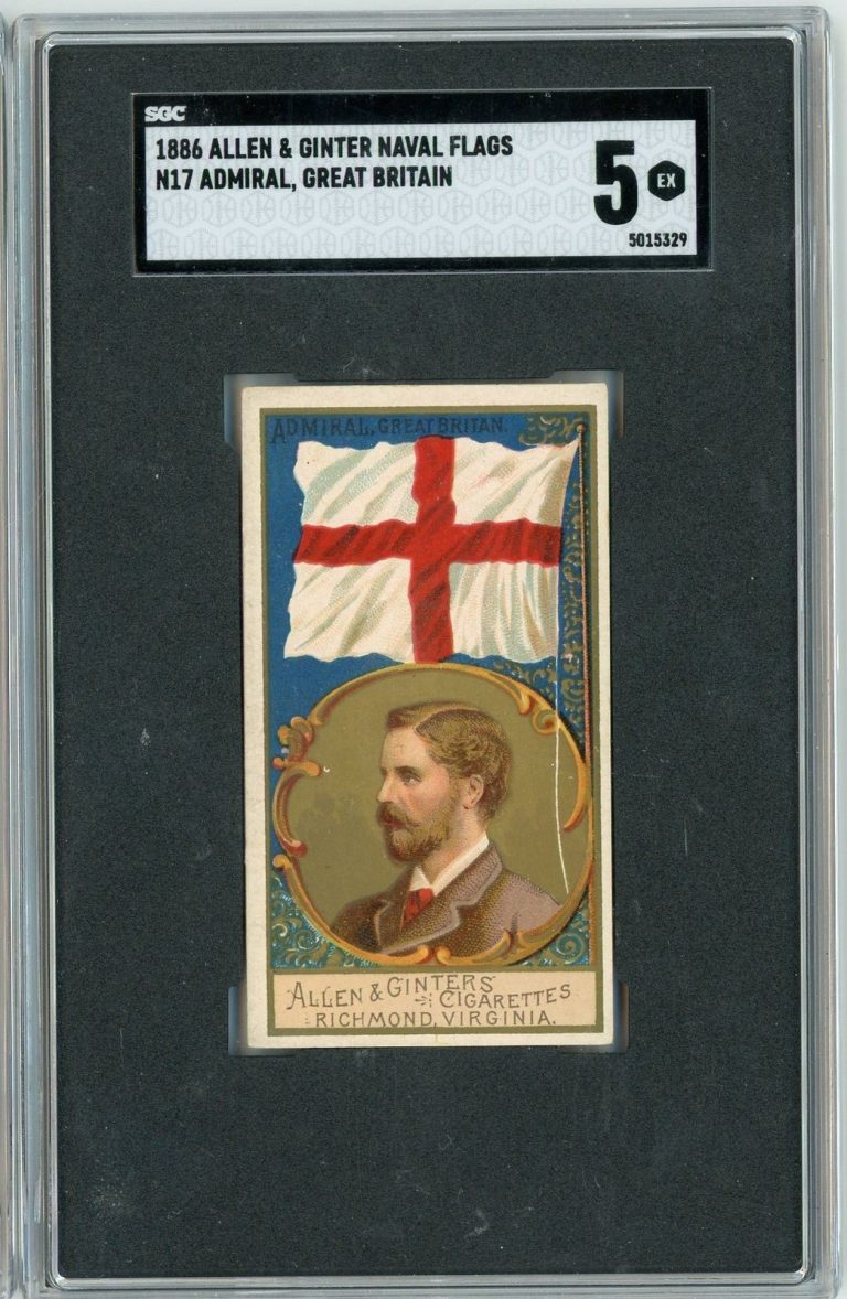 Graded 1886 Allen Ginter Naval Flags N17 Great Britain Tobacco Card SGC 5
