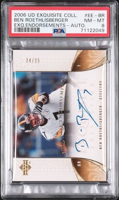 Graded 2006 Exquisite Endorsements Ben Roethlisberger EEBR /35 Auto PSA 8