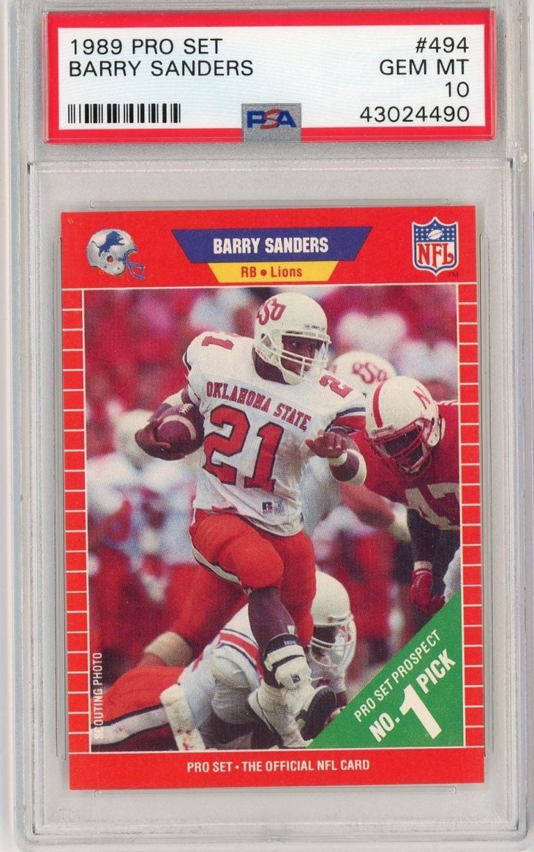 Graded 1989 Pro Set Barry Sanders #494 Rookie RC Card PSA 10 Gem Mint