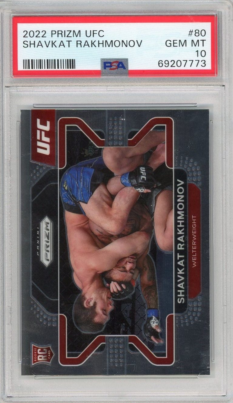 Graded 2022 Prizm UFC Shavkat Rakhmonov #80 Rookie UFC MMA Card PSA 10 Gem