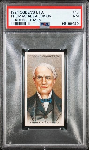 Graded 1924 Ogden's LTD. Leaders of Men Thomas Edison 17 Tobacco Card PSA 7