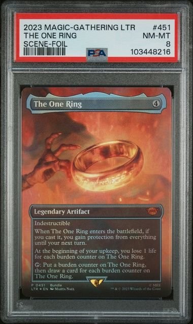 Graded 2023 Magic Lord of the Rings The One Ring Scene Foil #451 Card PSA 8