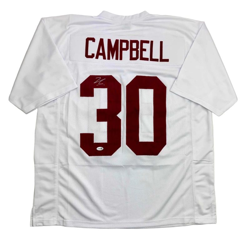 Autographed/Signed Jihaad Campbell Alabama White College Jersey JSA COA
