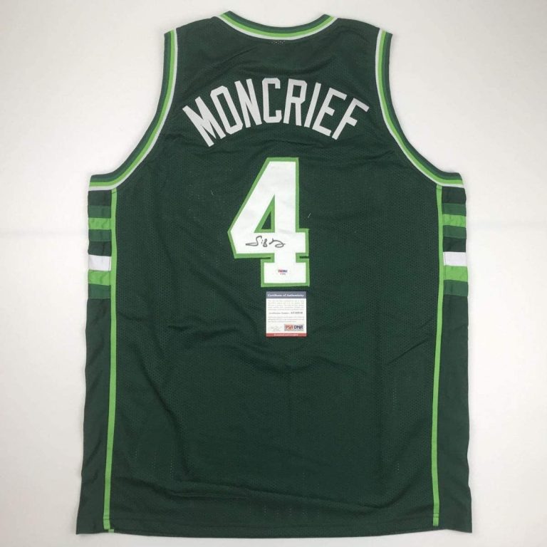 Signed SIDNEY MONCRIEF Milwaukee Green/White Jersey PSA COA Auto