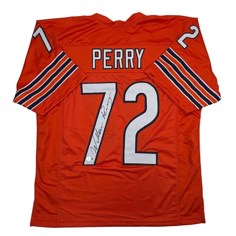 Signed William Perry The Refrigerator Chicago Orange Jersey JSA COA