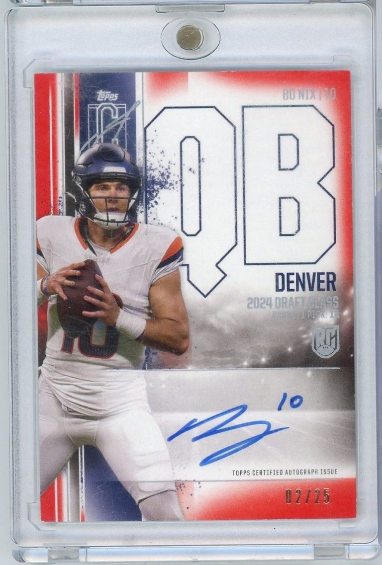 2024 Topps Signature Class Bo Nix #RCABN Red Auto /25 RC Football Card