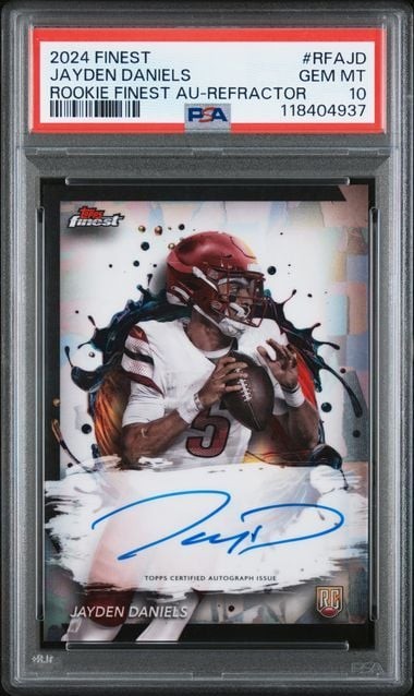 Graded 2024 Finest Jayden Daniels #RFAJD Auto Refractor Rookie Card PSA 10