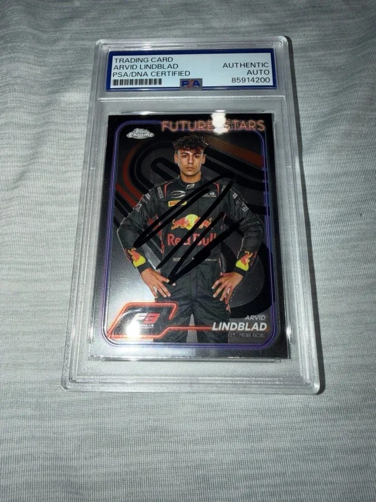 Arvid Lindblad Signed 2024 Topps Chrome F3 Card #45 F1 Future Stars PSA/DNA