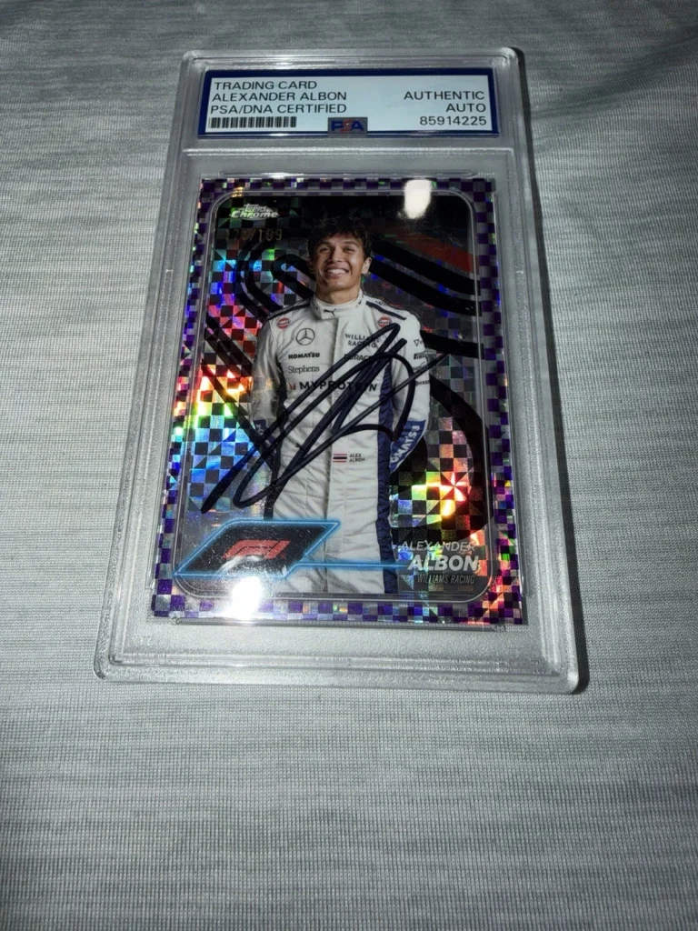 Alex Albon Signed 2024 Topps Chrome F1 Card #19 Checkered Flag Refractor PSA/DNA