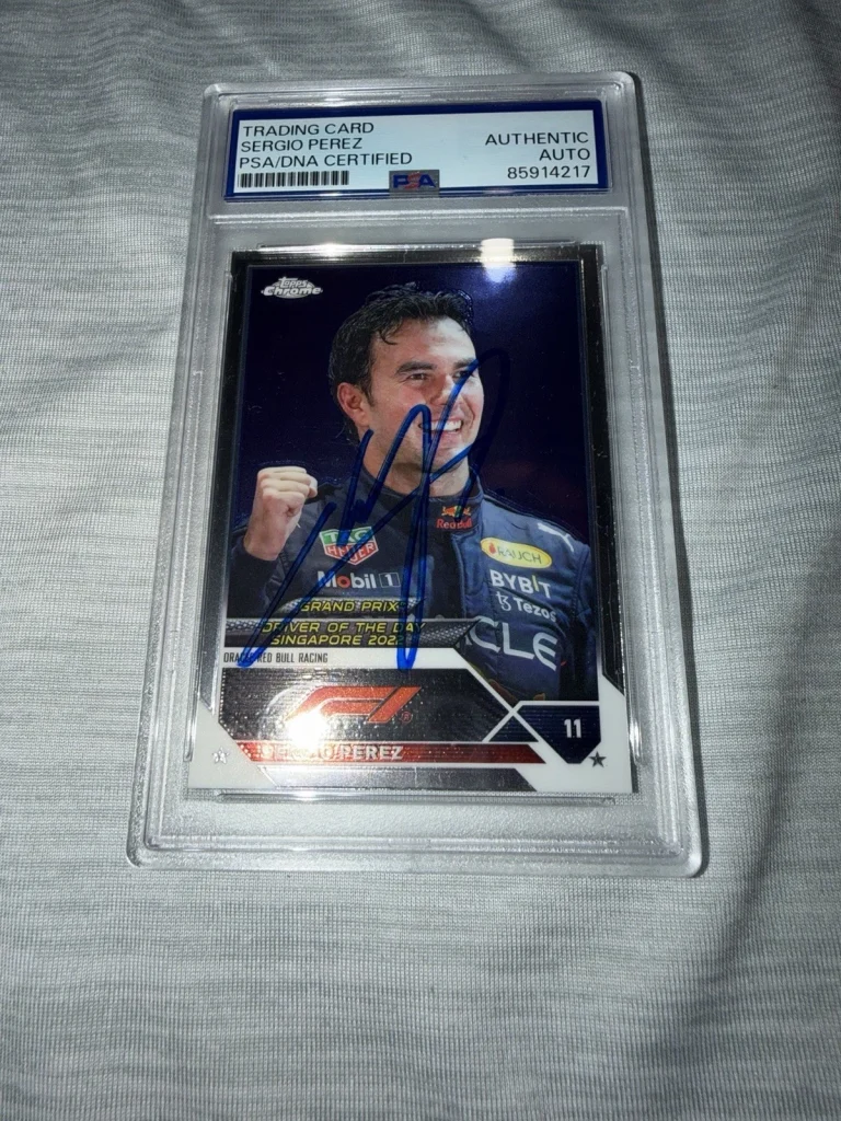 Sergio Checo Perez Signed 2023 Topps Chrome F1 Card #182 Red Bull Star PSA/DNA