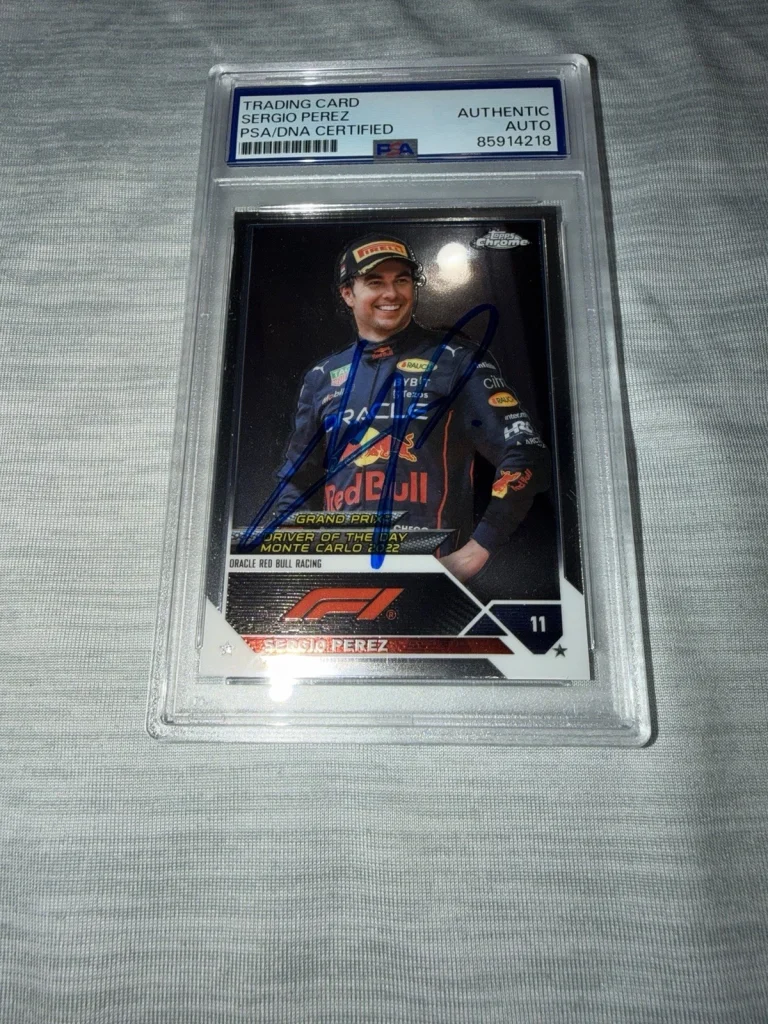 Sergio Checo Perez Signed 2023 Topps Chrome F1 Card #172 Red Bull Star PSA/DNA